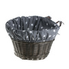 WICKER DARK PAINTED BIKE BASKET WITH LEATHER STRAPS LINED HANDMADE 42X37 H24 CM