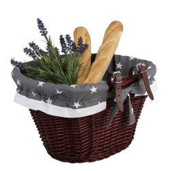 WICKER BIKE BASKET LINED WITH NATURAL LEATHER STRAPS HANDMADE 42X37 H24 CM