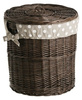 Dark painted Round Wicker Loundry Basket with Linen decorative handmade Ø50 H50 cm