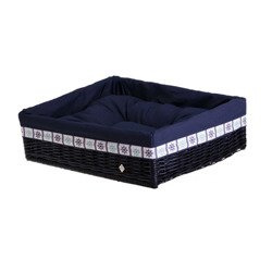 Panier rectangulaire en osier bleu marine 60X50 H18 CM