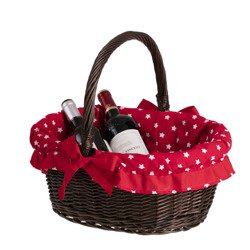 Wicker basket gift basket lined decorative handmade dark painted 35x25 H15/30 cm