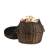 POUFFE WICKER CHEST TRUNK BENCH SEAT WITH STORAGE dark painted decorative handmade Ø31 H39 CM