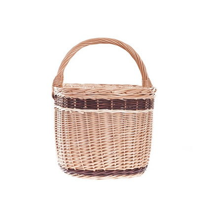 SHABBY CHIC WICKER PICNIC BASKET HANDMADE 42X32 H24/40 CM