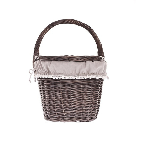 SHABBY CHIC WICKER PICNIC BASKET LINED HANDMADE 42X32 H24/40 CM
