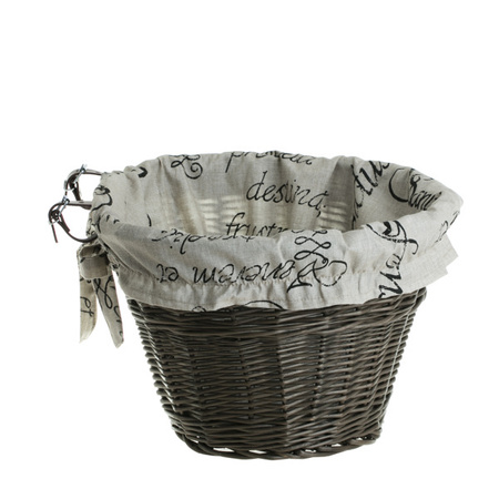 WICKER BIKE BASKET LINED WITH NATURAL LEATHER STRAPS 42X37 H24 CM