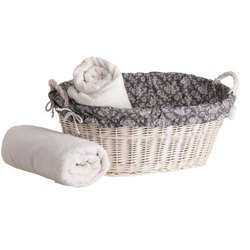 Whitewash wicker laundry bin 60x44 H23