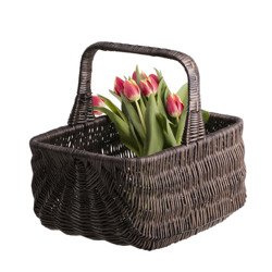 LARGE DECORATIVE WICKER SHOPPING BASKET HANDMADE DUTCH TYPE BASKET 42X32 H23 CM