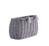 Panier  de vélos en osier gris avec  deux bandes solides de cuir 35X17 H19 CM