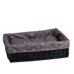 Panier rectangulaire en osier bleu marine 60X50 H18 CM