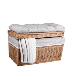 Wicker Storage Chest storage bin with Textile lined decorative handmade with pillow 60x39 H39 cm