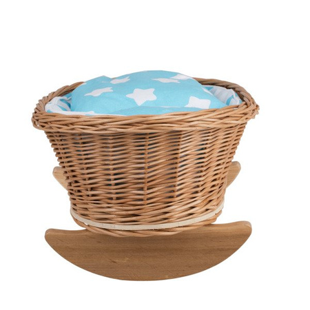 MIMI WICKER BED ROCKING CRADLE FOR DOLLS WITH BEDDING 46x28 H 20/25 CM