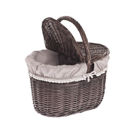 SHABBY CHIC WICKER PICNIC BASKET LINED HANDMADE 42X32 H24/40 CM