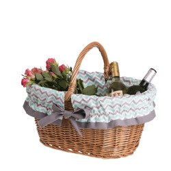 DECORATIVE WICKER SHOPPING BASKET STORAGE HANDMADE ECO BAG LINED 47X34 H 25/35 CM