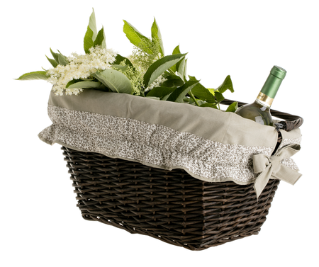 WICKER BIKE BASKET WITH A HEM handmade lined 46x34 H23/28 cm