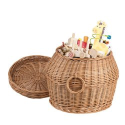 POUFFE WICKER CHEST TRUNK BENCH SEAT WITH STORAGE decorative handmade Ø31 H39 CM