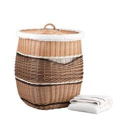 SQUARE WICKER LAUNDRY BASKET STORAGE BASKET WITH LID LINED 50X50 H63 CM