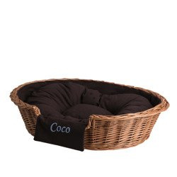 Poppy WICKER OVAL DOG BED WITH PILLOW PET BED with your pet name 80x60 H20 CM
