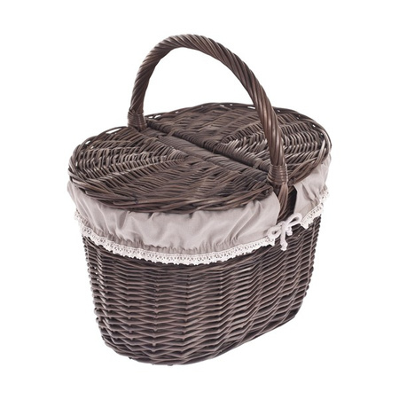 SHABBY CHIC WICKER PICNIC BASKET LINED HANDMADE 42X32 H24/40 CM
