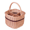 Porte-bouteille pour 4 bouteilles en osier naturel avec anse 29x30 H22/36 cm