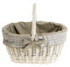 WHITEWASHED DECORATIVE WICKER SHOPPING BASKET HANDMADE ECO BAG LINED 42X29 H19/34 CM