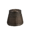 POUFFE WICKER CHEST TRUNK BENCH SEAT WITH STORAGE dark painted decorative handmade Ø30/40 H33 CM