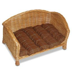 Rechteckiger Hundekorb / Katzenkorb aus Weide mit einem Kissen 84X62 H16/42 CM