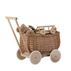 LUKE Chariot trotteur en osier naturel avec roues en bois 40x27 H46 CM