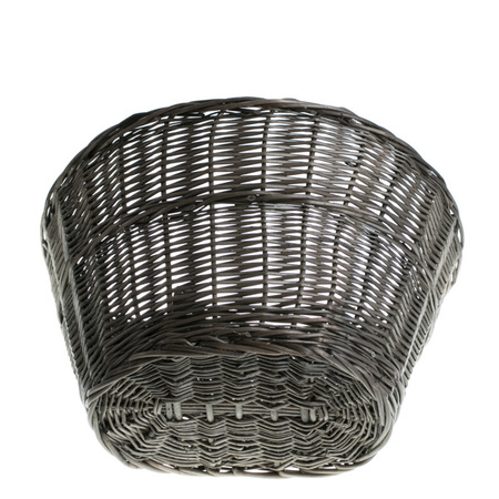 Wicker dark painted Bike Basket bike accessories handmade with lether strips 42x37 H24 cm