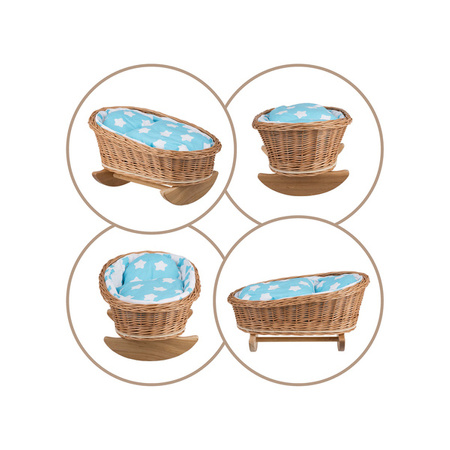 MIMI WICKER BED ROCKING CRADLE FOR DOLLS WITH BEDDING 46x28 H 20/25 CM