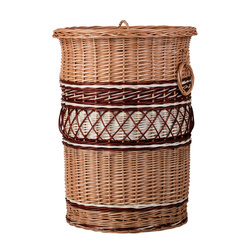 SQUARE WICKER LAUNDRY BASKET STORAGE BASKET WITH LID LINED 50X50 H63 CM