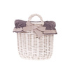 Wicker whitewashed retro basket lined handmade decorative Ø25 H23 Ø28 H28 cm