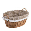 WICKER LAUNDRY STORAGE BIN ECO TOY CONTAINER WITH LINEN DECORATIVE HANDMADE 60X44X23 CM