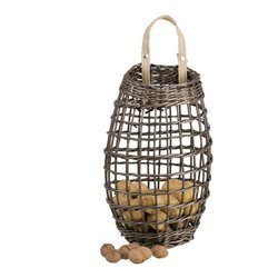 WICKER KITCHEN STORAGE HANGING BASKET decorative Ø24 H41/51 CM