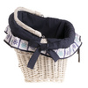 WHITEWASHED WICKER BIKE BASKET HANDMADE VINTAGE RETRO LINED 46X34 H23/28 CM