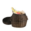 POUFFE WICKER CHEST TRUNK BENCH SEAT WITH STORAGE dark painted decorative handmade Ø31 H39 CM