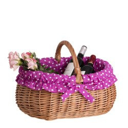 DECORATIVE WICKER SHOPPING BASKET LINED HANDMADE 44X30 H 22/30 CM