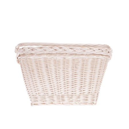 WHITEWASHED WICKER BIKE BASKET HANDMADE VINTAGE RETRO 46X34 H23/28 CM