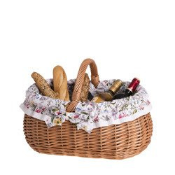 DECORATIVE WICKER SHOPPING BASKET LINED HANDMADE 44X30 H 22/30 CM