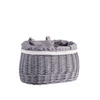 Panier  de vélos en osier gris avec tissu et deux bandes solides de cuir 35X17 H19 CM