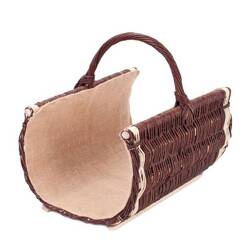 Wicker Log Basket Juta Lined handmade decorative 50x30 H28/40 cm