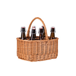 WICKER SIX BOTTLE BASKET HANDMADE 41X29 H20/24 CM