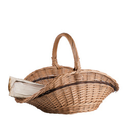 Oval LARGE Garden BASKET capacious WICKER BASKET FOR WOOD 68x42 H30/43 CM