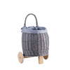 LUKE GREY WICKER TRAILER HANDCRAFTED PRAM ECOLOGICAL WICKER PRAM CARRIAGE FOR KIDS WITH LINING 24X21 H33/56 CM