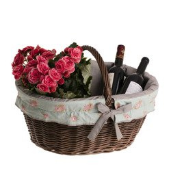 Einkaufskorb / Geschenkkorb aus Weide Dunkelbraun 47X34 H25/35 CM