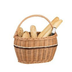 OVAL WICKER SHOPPING BASKET HANDMADE 40X27 H25/41 CM