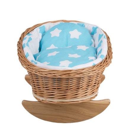 MIMI WICKER BED ROCKING CRADLE FOR DOLLS WITH BEDDING 46x28 H 20/25 CM