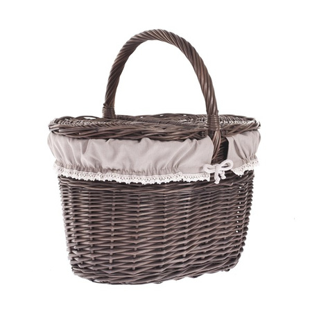 SHABBY CHIC WICKER PICNIC BASKET LINED HANDMADE 42X32 H24/40 CM