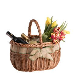 Decorative handmade Wicker Shopping Basket with jute bow 38x28 H24/36 cm
