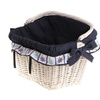 WHITEWASHED WICKER BIKE BASKET HANDMADE VINTAGE RETRO LINED 46X34 H23/28 CM