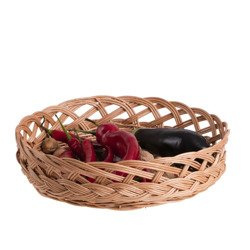 WICKER ROUND STORAGE BASKET DECORATIVE HANDMADE Ø27 H9 CM